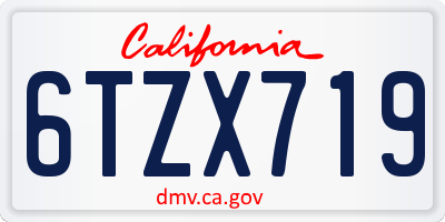 CA license plate 6TZX719