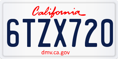 CA license plate 6TZX720