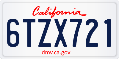 CA license plate 6TZX721