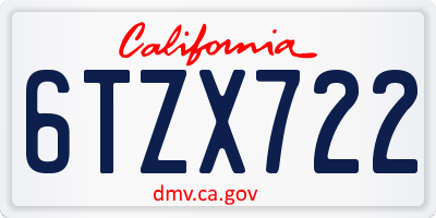 CA license plate 6TZX722