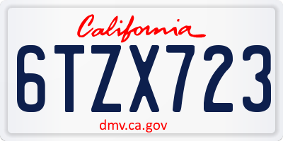 CA license plate 6TZX723