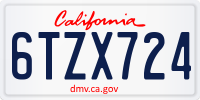 CA license plate 6TZX724