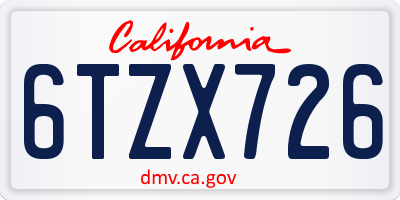 CA license plate 6TZX726