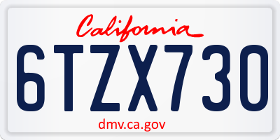 CA license plate 6TZX730