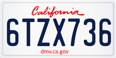 CA license plate 6TZX736