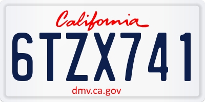 CA license plate 6TZX741