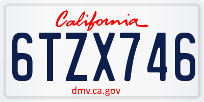 CA license plate 6TZX746