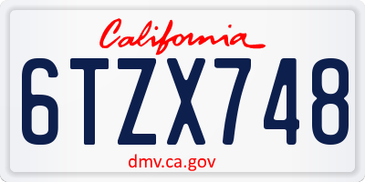 CA license plate 6TZX748