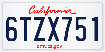 CA license plate 6TZX751