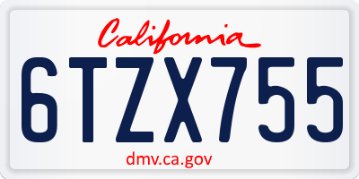 CA license plate 6TZX755