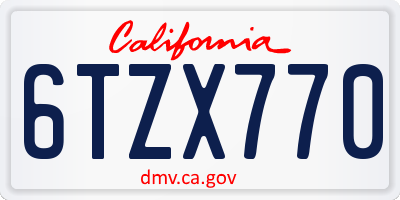 CA license plate 6TZX770