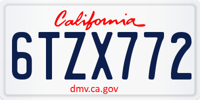 CA license plate 6TZX772
