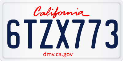 CA license plate 6TZX773