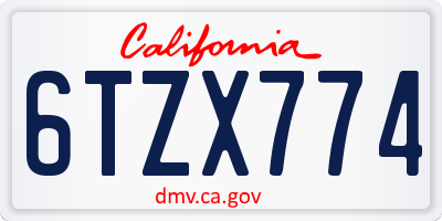 CA license plate 6TZX774