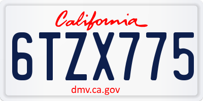 CA license plate 6TZX775