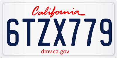 CA license plate 6TZX779