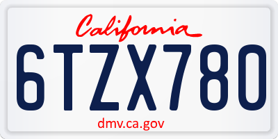 CA license plate 6TZX780