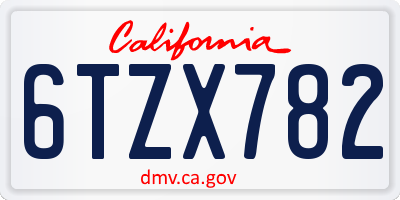 CA license plate 6TZX782