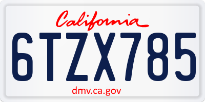 CA license plate 6TZX785
