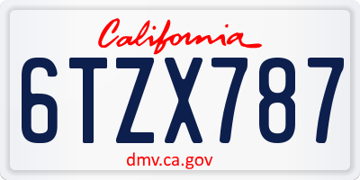 CA license plate 6TZX787