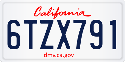 CA license plate 6TZX791