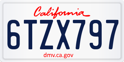 CA license plate 6TZX797