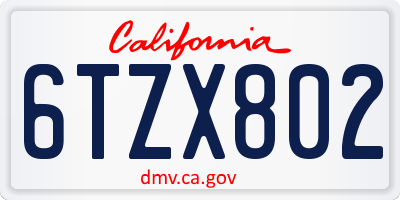 CA license plate 6TZX802