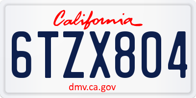 CA license plate 6TZX804