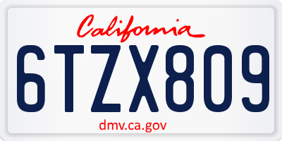 CA license plate 6TZX809