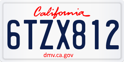 CA license plate 6TZX812