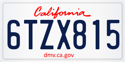 CA license plate 6TZX815