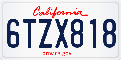 CA license plate 6TZX818