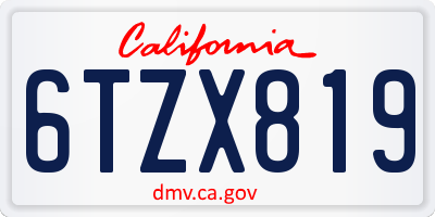 CA license plate 6TZX819