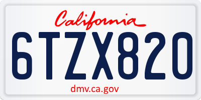 CA license plate 6TZX820