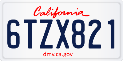 CA license plate 6TZX821