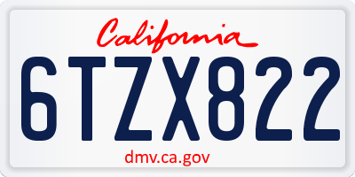 CA license plate 6TZX822