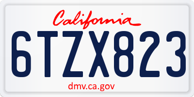 CA license plate 6TZX823