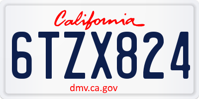 CA license plate 6TZX824
