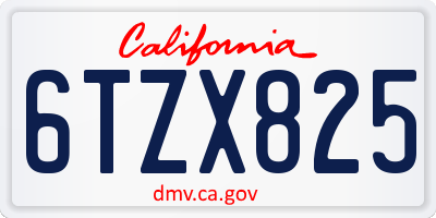 CA license plate 6TZX825