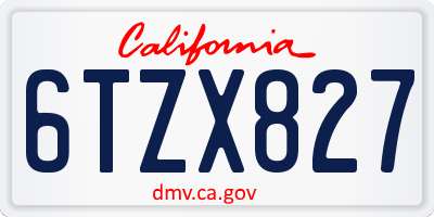 CA license plate 6TZX827