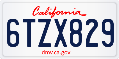 CA license plate 6TZX829