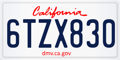 CA license plate 6TZX830