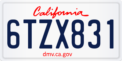CA license plate 6TZX831