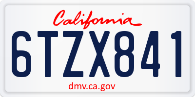 CA license plate 6TZX841