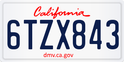 CA license plate 6TZX843