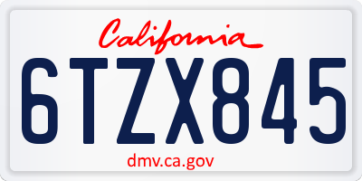 CA license plate 6TZX845