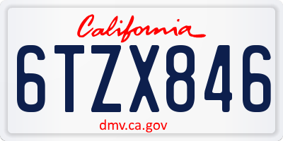 CA license plate 6TZX846