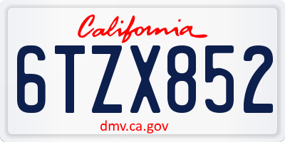 CA license plate 6TZX852