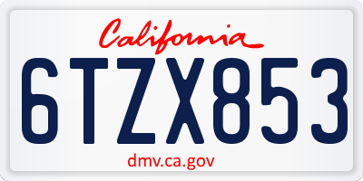 CA license plate 6TZX853