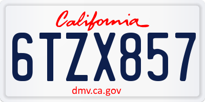 CA license plate 6TZX857